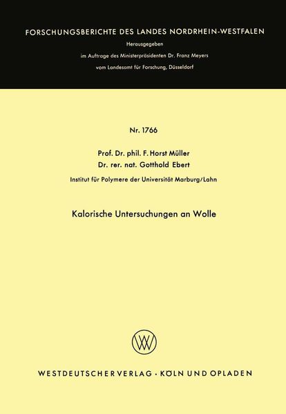 Produktbild: Kalorische Untersuchungen an Wolle