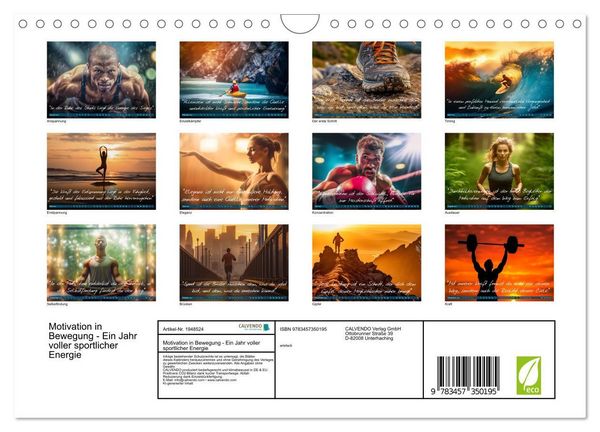 Produktbild: Motivation in Bewegung - Ein Jahr voller sportlicher Energie (Wandkalender 2026 DIN A4 quer), CALVENDO Monatskalender