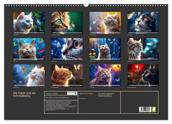 Produktbild: Die Katze und der Schmetterling (Wandkalender 2026 DIN A2 quer), CALVENDO Monatskalender