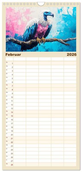 Produktbild: Familienplaner 2026 - Greifv&ouml;gel. Majest&auml;tische Luftakrobaten in &Ouml;loptik mit 5 Spalten (Wandkalender, 21 x 45 cm) CALVENDO