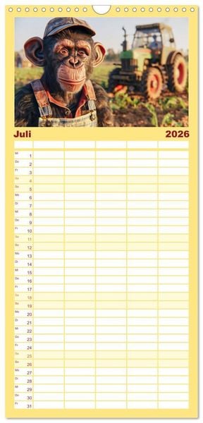 Produktbild: Familienplaner 2026 - Der tierisch lustige Bauern-Kalender mit 5 Spalten (Wandkalender, 21 x 45 cm) CALVENDO