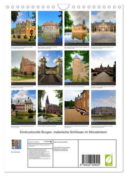 Produktbild: Eindrucksvolle Burgen, malerische Schl&ouml;sser im M&uuml;nsterland (Wandkalender 2026 DIN A4 hoch), CALVENDO Monatskalender