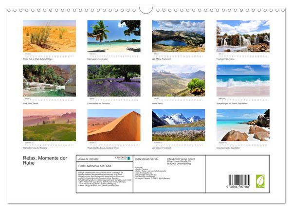 Produktbild: Relax, Momente der Ruhe (Wandkalender 2026 DIN A3 quer), CALVENDO Monatskalender
