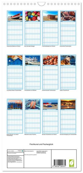 Produktbild: Familienplaner 2026 - Fischkunst und Fischergl&uuml;ck mit 5 Spalten (Wandkalender, 21 x 45 cm) CALVENDO