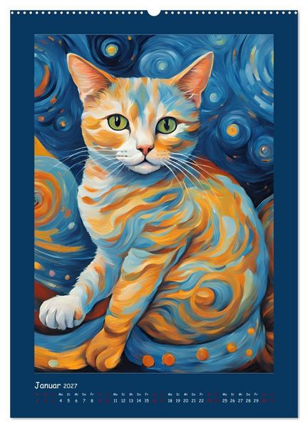 Produktbild: Katzen im Farbenspiel (Wandkalender 2027 DIN A2 hoch), CALVENDO Monatskalender