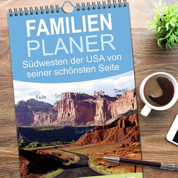 Produktbild: Familienplaner 2026 - USA-S&uuml;dwesten von seiner sch&ouml;nsten Seite 2026 mit 5 Spalten (Wandkalender, 21 x 45 cm) CALVENDO