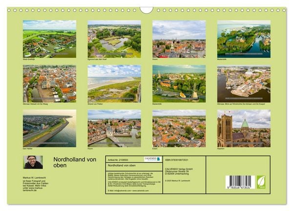 Produktbild: Nordholland von oben (Wandkalender 2026 DIN A3 quer), CALVENDO Monatskalender