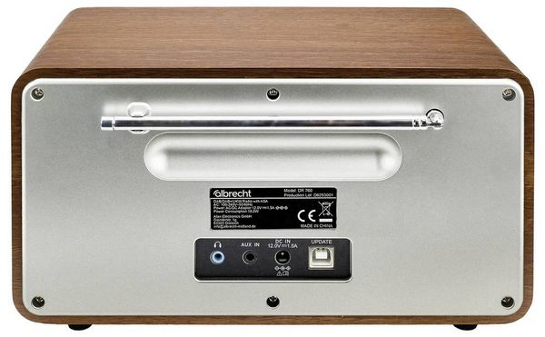 Produktbild: Albrecht DR 760 Tischradio DAB+, UKW DAB+, AUX, Bluetooth&reg; Echtholzgeh&auml;use, Inkl. Lautsprecherbox Holz, Braun, Silber