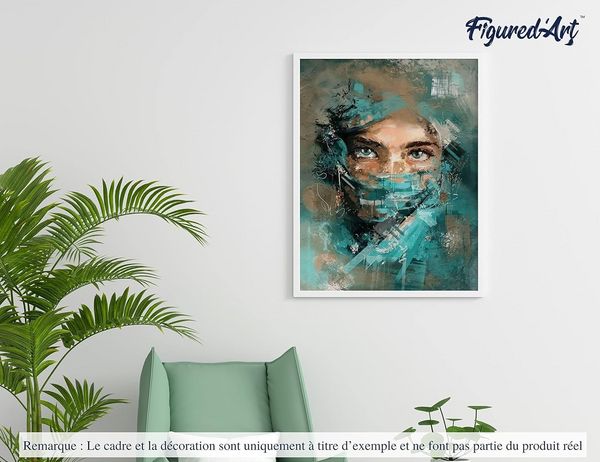 Produktbild: FiguredArt PN5816-Y - Malen nach Zahlen, Fesselnder Blick, Leinen-Keilrahmen (40x50cm), Malset, Paint by Numbers