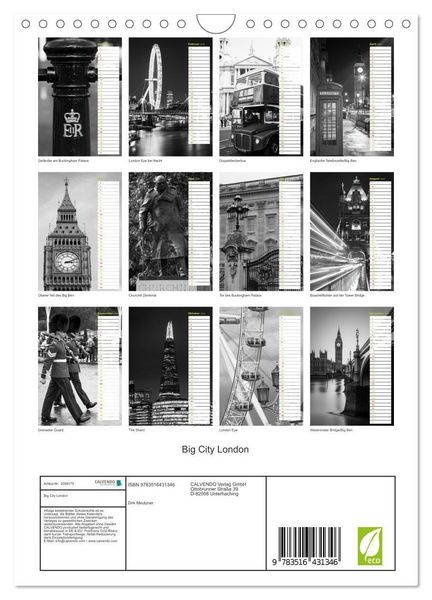 Produktbild: Big City London (Wandkalender 2026 DIN A4 hoch), CALVENDO Monatskalender