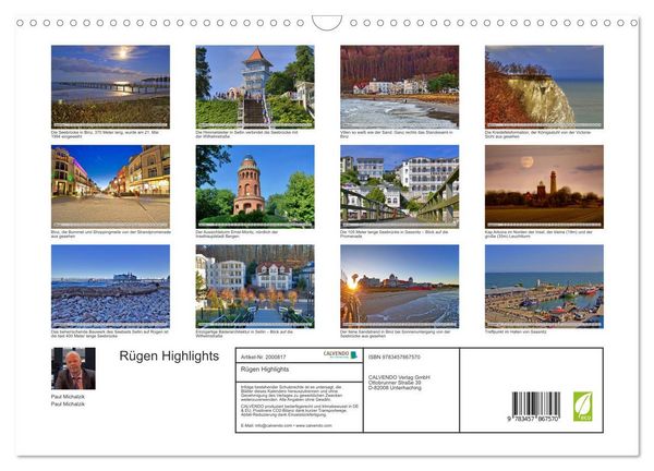 Produktbild: R&uuml;gen Highlights (Wandkalender 2026 DIN A3 quer), CALVENDO Monatskalender