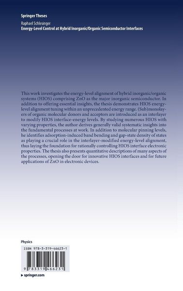 Produktbild: Energy-Level Control at Hybrid Inorganic/Organic Semiconductor Interfaces