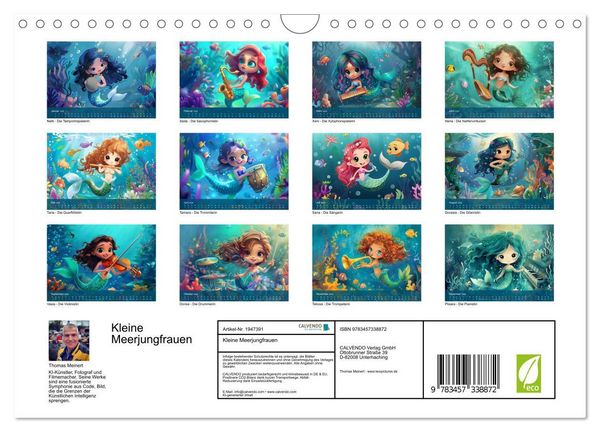 Produktbild: Kleine Meerjungfrauen (Wandkalender 2026 DIN A4 quer), CALVENDO Monatskalender