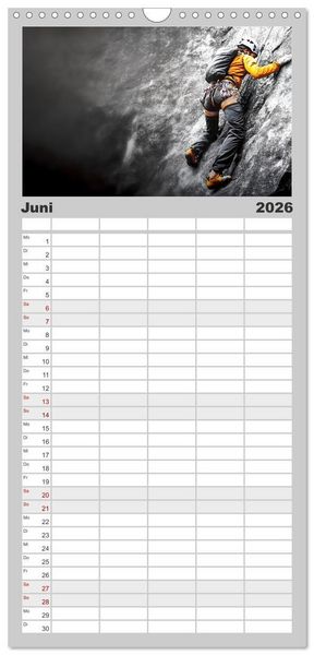 Produktbild: Familienplaner 2026 - Klettern - die H&ouml;henangst &uuml;berwinden mit 5 Spalten (Wandkalender, 21 x 45 cm) CALVENDO