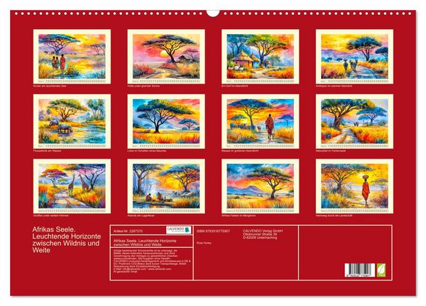 Produktbild: Afrikas Seele. Leuchtende Horizonte zwischen Wildnis und Weite (Wandkalender 2027 DIN A2 quer), CALVENDO Monatskalender