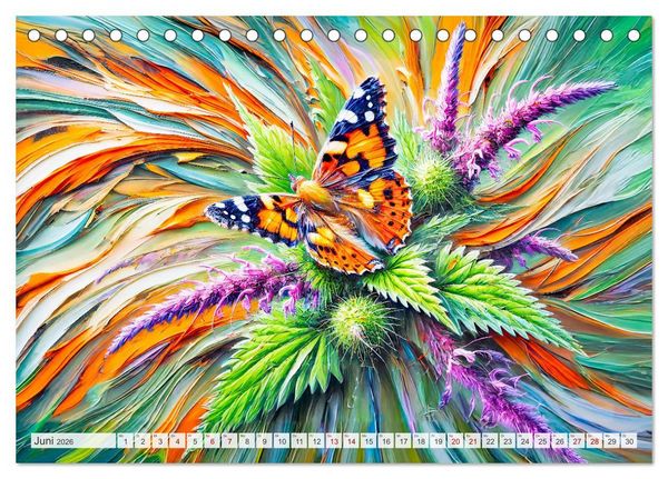 Produktbild: Schmetterlinge und ihre Blumenfreunde in lebhaften Farben (Tischkalender 2026 DIN A5 quer), CALVENDO Monatskalender