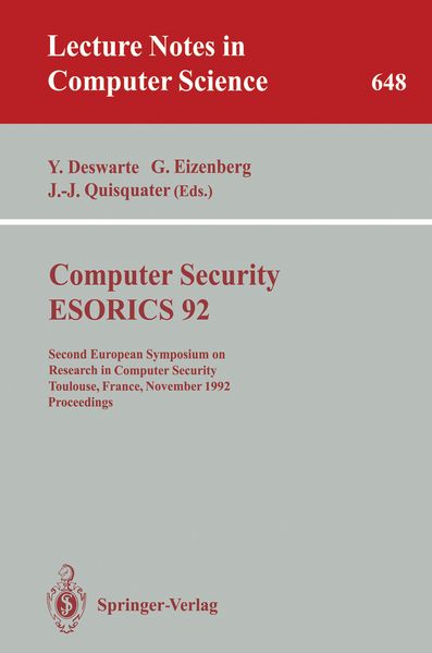 Produktbild: Computer Security - ESORICS 92