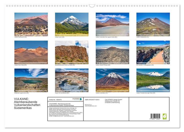 Produktbild: VULKANE: Atemberaubende Vulkanlandschaften S&uuml;damerikas (Wandkalender 2026 DIN A2 quer), CALVENDO Monatskalender