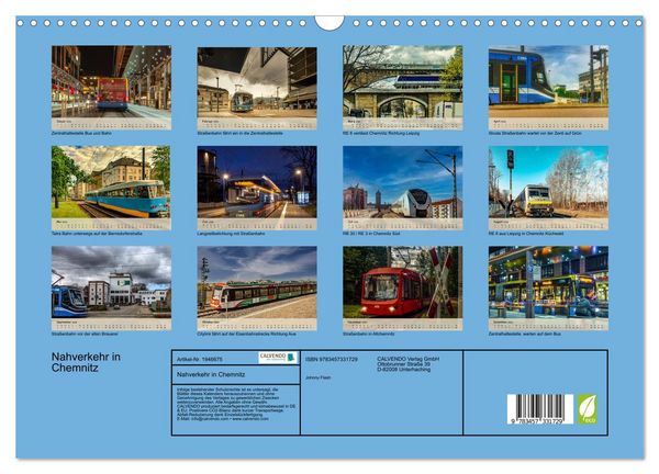 Produktbild: Nahverkehr in Chemnitz (Wandkalender 2026 DIN A3 quer), CALVENDO Monatskalender