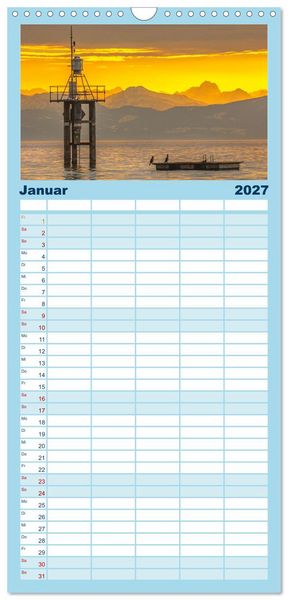 Produktbild: Familienplaner 2027 - Drei L&auml;nder ein See - Bodensee mit 5 Spalten (Wandkalender, 21 x 45 cm) CALVENDO