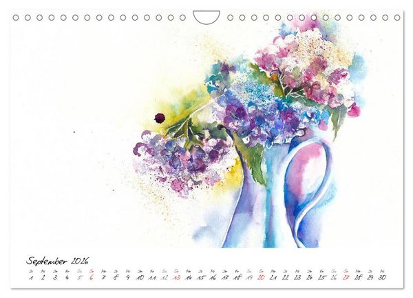 Produktbild: Blumen Bl&uuml;ten Aquarelle (Wandkalender 2026 DIN A4 quer), CALVENDO Monatskalender