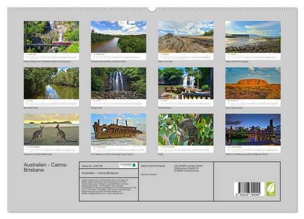 Produktbild: Australien - Cairns-Brisbane (hochwertiger Premium Wandkalender 2027 DIN A2 quer), Kunstdruck in Hochglanz