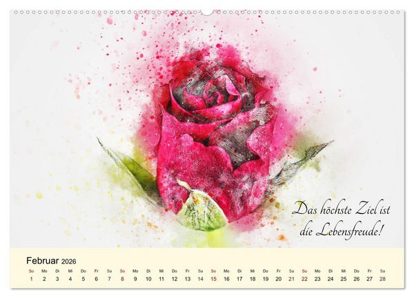 Produktbild: Aquarelle und Lebensweisheiten (Wandkalender 2026 DIN A2 quer), CALVENDO Monatskalender