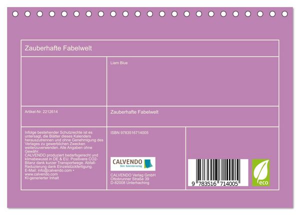 Produktbild: Zauberhafte Fabelwelt (Tischkalender 2026 DIN A5 quer), CALVENDO Monatskalender