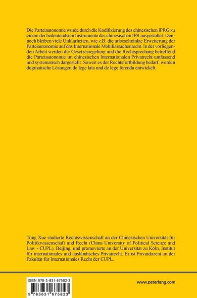 Produktbild: Parteiautonomie im chinesischen Internationalen Privatrecht