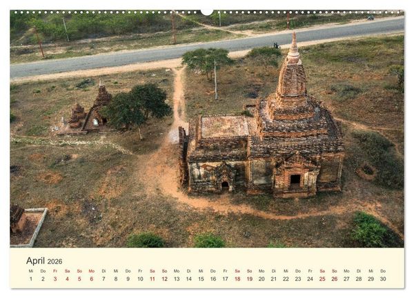 Produktbild: Bagan - Pagode im Wald (hochwertiger Premium Wandkalender 2026 DIN A2 quer), Kunstdruck in Hochglanz