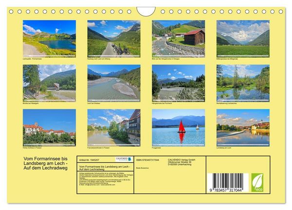 Produktbild: Vom Formarinsee bis Landsberg am Lech - Auf dem Lechradweg (Wandkalender 2026 DIN A4 quer), CALVENDO Monatskalender