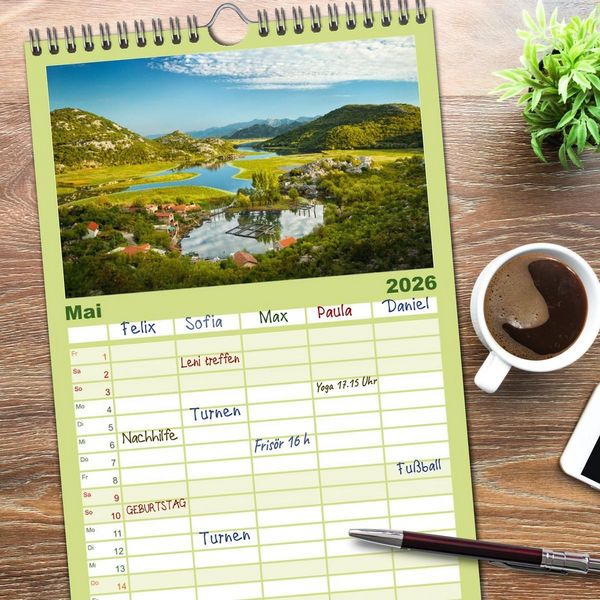 Produktbild: Familienplaner 2026 - Faszinierendes Europa mit 5 Spalten (Wandkalender, 21 x 45 cm) CALVENDO