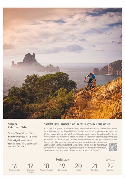 Produktbild: Radwanderlust Wochen-Kulturkalender 2026 - 53 Touren von R&uuml;gen bis S&uuml;dtirol