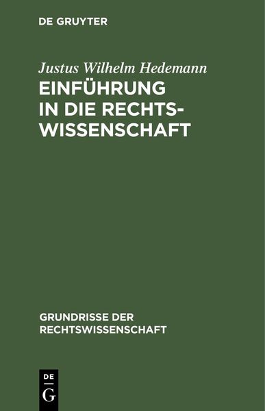 Produktbild: Einf&uuml;hrung in die Rechtswissenschaft