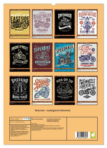 Produktbild: Motorrad - nostalgische Momente (hochwertiger Premium Wandkalender 2026 DIN A2 hoch), Kunstdruck in Hochglanz