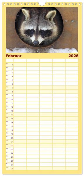 Produktbild: Familienplaner 2026 - Waschb&auml;ren mit 5 Spalten (Wandkalender, 21 x 45 cm) CALVENDO