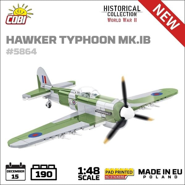 Produktbild: COBI Historical Collection 5864 - Hawker Typhoon NK.IB, WWII, 190 Klemmbausteine