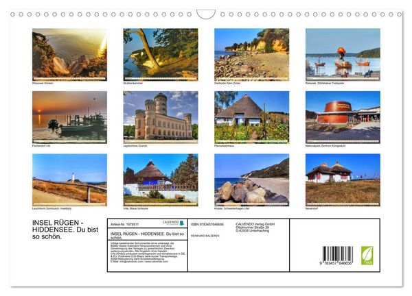 Produktbild: INSEL R&Uuml;GEN - HIDDENSEE. Du bist so sch&ouml;n. (Wandkalender 2026 DIN A3 quer), CALVENDO Monatskalender
