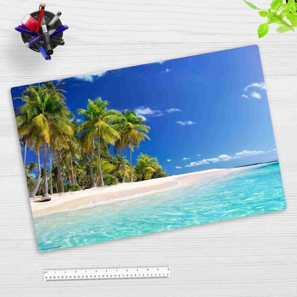 Produktbild: Cover-your-desk Schreibtischunterlage f&uuml;r Kinder und Erwachsene Palmen am Meer, aus hochwertigem Vinyl , 60 x 40 cm