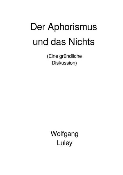 Produktbild: Der Aphorismus und das Nichts
