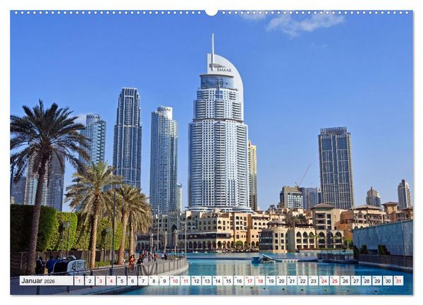 Produktbild: Die EMIRATES zwischen Dubai und Abu Dhabi (hochwertiger Premium Wandkalender 2026 DIN A2 quer), Kunstdruck in Hochglanz