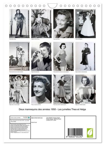 Produktbild: Deux mannequins des ann&eacute;es 1950 - Les jumelles Thea et Helga (Calendrier mural 2026 DIN A4 horizontal), CALVENDO calendrier mensuel