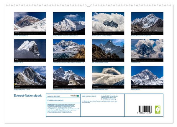 Produktbild: Everest-Nationalpark (hochwertiger Premium Wandkalender 2026 DIN A2 quer), Kunstdruck in Hochglanz