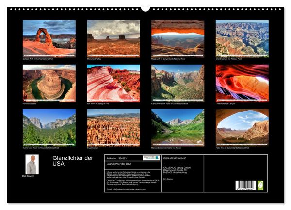 Produktbild: Glanzlichter der USA (Wandkalender 2026 DIN A2 quer), CALVENDO Monatskalender
