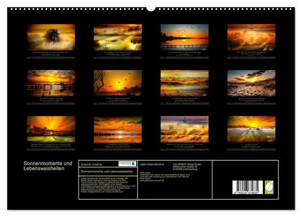 Produktbild: Sonnenmomente und Lebensweisheiten (hochwertiger Premium Wandkalender 2026 DIN A2 quer), Kunstdruck in Hochglanz