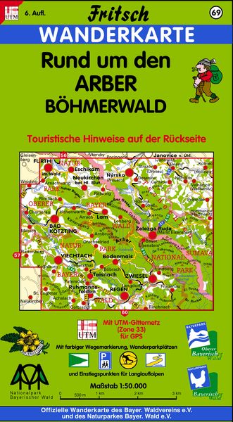Produktbild: Rund um den Arber / B&ouml;hmerwald 1 : 50 000. Fritsch Wanderkarte