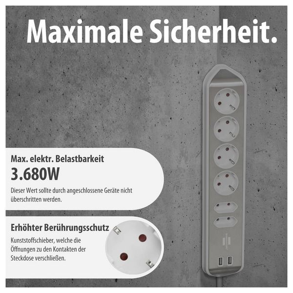 Produktbild: Brennenstuhl 1153590620 Tischsteckdose Silber, Wei&szlig; Schutzkontakt 1 St.