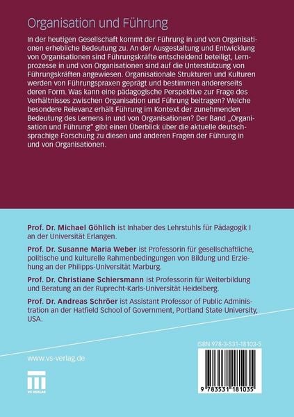 Produktbild: Organisation und F&uuml;hrung