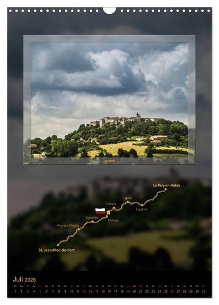 Produktbild: Jakobsweg Via Podiensis (Wandkalender 2026 DIN A3 hoch), CALVENDO Monatskalender