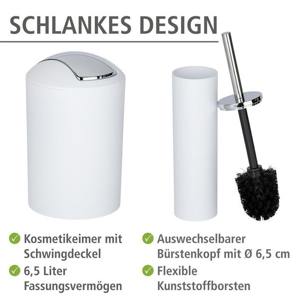 Produktbild: Bad Accessoire Set Mod. Calvo wei&szlig; matt, 4 tlg., Seifenspender, Zahnputzbecher, Toilettenb&uuml;rste &